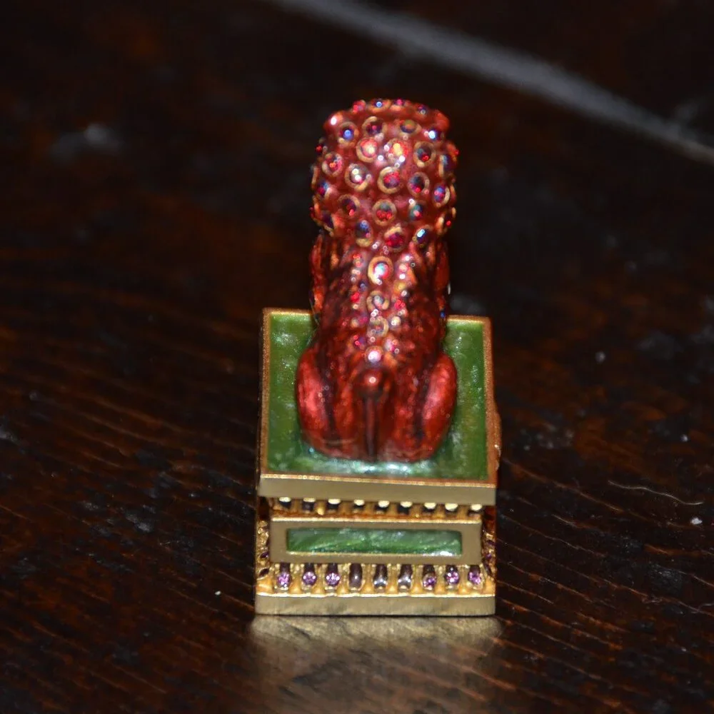 RARE JAY STRONGWATER ESTEE LAUDER CHINOISERIE FOO DOG CRYSTAL ENAMEL COMPACT